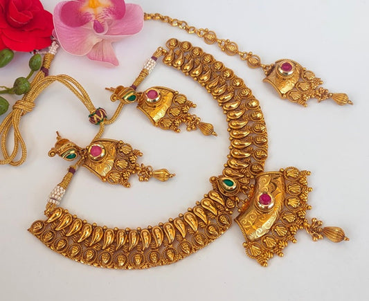 Gold-Polished Semi Bridal Set - Mokshi Collections
