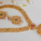 Pink & Green Bridal Necklace Set - Swadesiicart