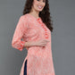 Antaran Orange Pure Cotton Printed Tunic - Swadesiicart