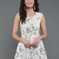 Antaran Off White Pure Cotton Cage Printed Sleeveless Top - Swadesiicart