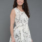 Antaran Off White Pure Cotton Cage Printed Sleeveless Top - Swadesiicart