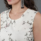Antaran Off White Pure Cotton Cage Printed Sleeveless Top - Swadesiicart