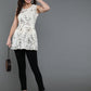 Antaran Off White Pure Cotton Cage Printed Sleeveless Top - Swadesiicart
