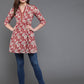 Antaran Maroon Pure Cotton Floral Printed Tunic - Swadesiicart