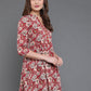 Antaran Maroon Pure Cotton Floral Printed Tunic - Swadesiicart