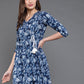 Antaran Blue Pure Cotton Flared Hand Embroidered Tunic - Swadesiicart
