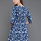 Antaran Blue Pure Cotton Flared Hand Embroidered Tunic - Swadesiicart