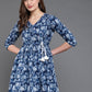 Antaran Blue Pure Cotton Flared Hand Embroidered Tunic - Swadesiicart