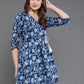 Antaran Blue Pure Cotton Flared Hand Embroidered Tunic - Swadesiicart