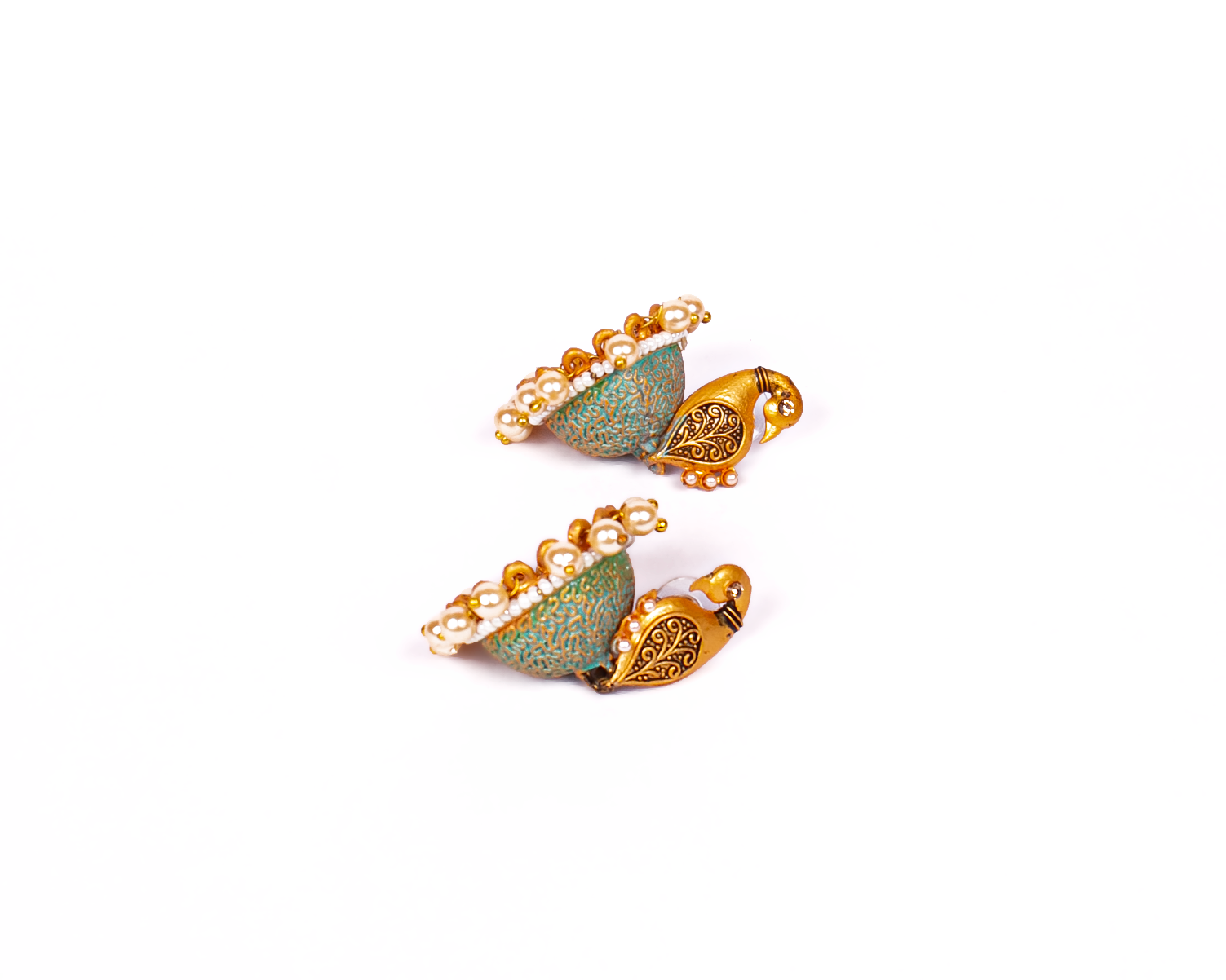 Gold-Polished Alloy Peacock Shape Jhumki Earrings - The Pari - Swadesiicart