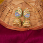 Gold-Polished Alloy Enamel & Stone Studded Jhumki Earrings - The Pari - Swadesiicart