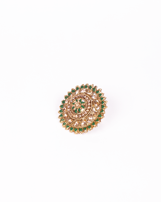 Gold-Polished Alloy Ethnic Designer Cocktail Ring - The Pari | Swadesiicart