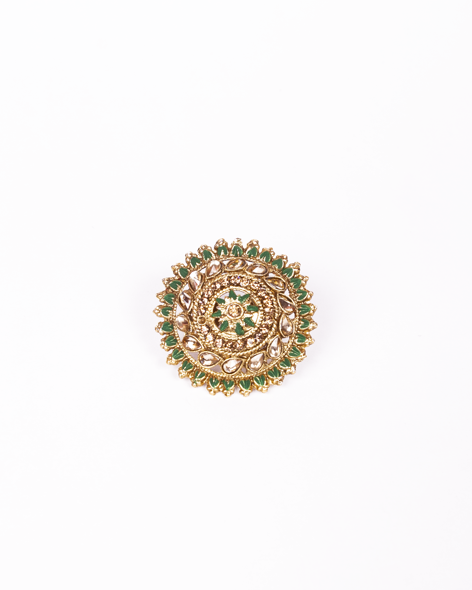 Gold-Polished Alloy Ethnic Designer Cocktail Ring - The Pari | Swadesiicart