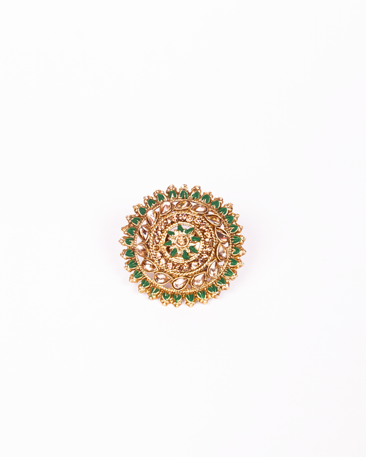Gold-Polished Alloy Ethnic Designer Cocktail Ring - The Pari | Swadesiicart