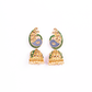 Gold-Polished Alloy Enamel & Stone Studded Jhumki Earrings - The Pari - The Pari - Dinesh Associates