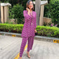 trueBrowns Purple White Lehariya Printed Silk Co-Ord Set - Swadesiicart