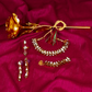 Gold-Polished Alloy Rhinestones Studded Single Line Necklace Set - The Pari - Swadesiicart