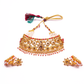 Gold-Polished Alloy Designer Pearl And Alloy Choker Necklace - The Pari | Swadesiicart