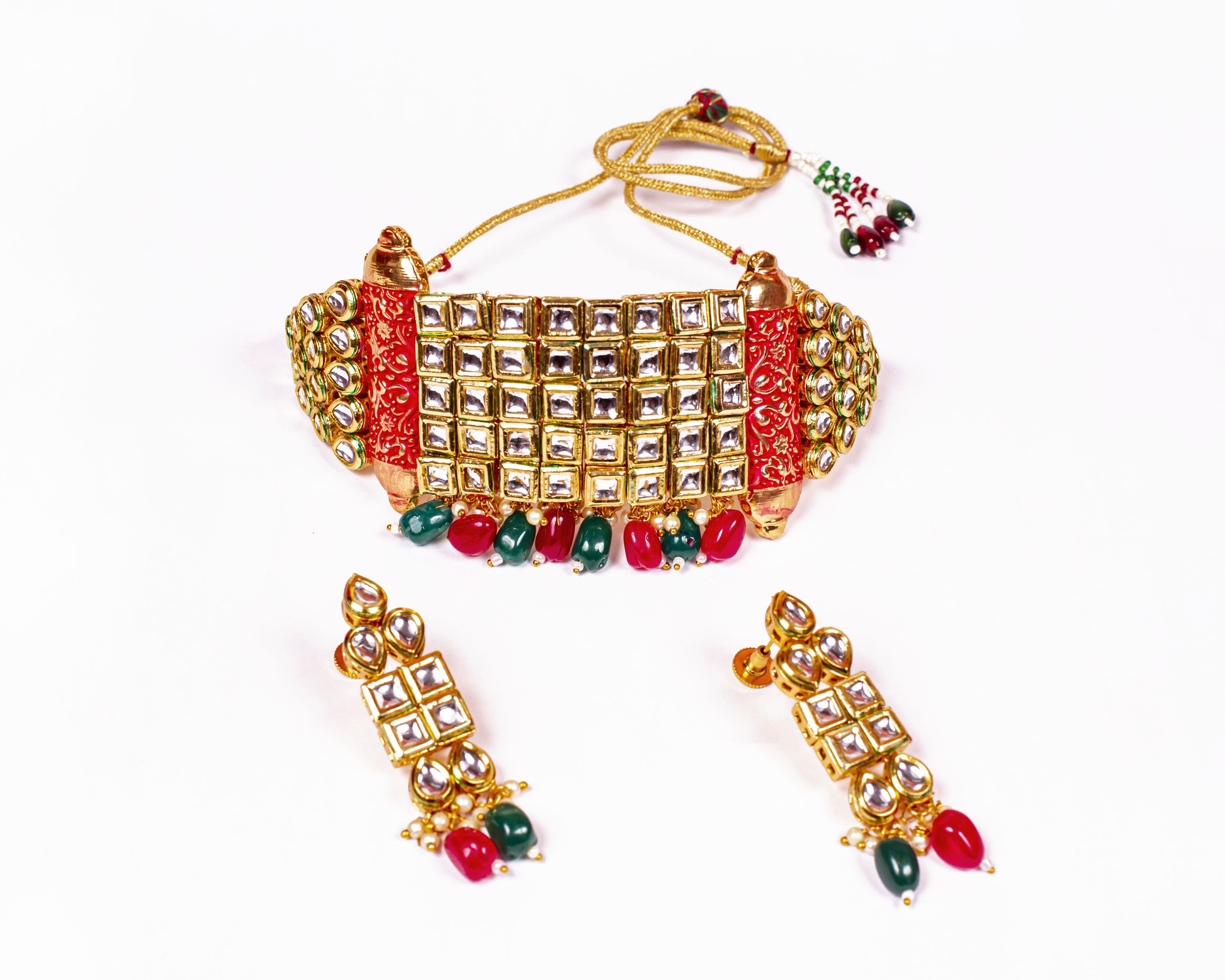 Gold-Polished Alloy Kundan Designer Choker Necklace Set - The Pari | Swadesiicart