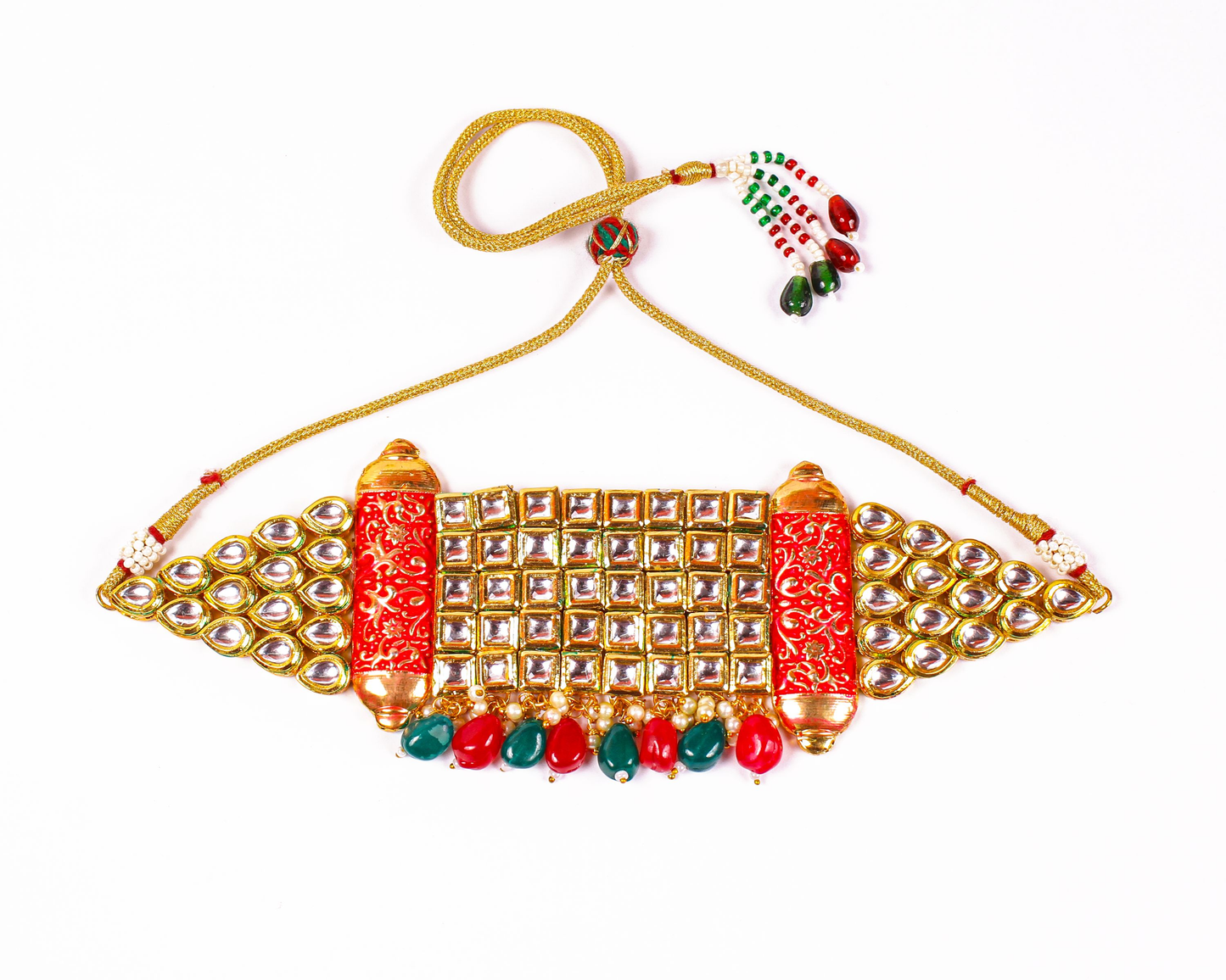 Gold-Polished Alloy Kundan Designer Choker Necklace Set - The Pari | Swadesiicart