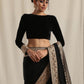 trueBrowns Black Velvet Embroidered Lace Blouse | Swadesiicart