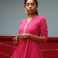 trueBrowns Pink Gold Lace Dress | Swadesiicart
