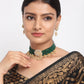 Gold-Polished Green Kundan-Studded Choker With Earrings - Ruby Raang | Swadesiicart