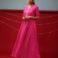 trueBrowns Pink Gold Lace Dress | Swadesiicart
