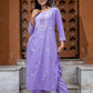 Gharana India Mul Cotton Lilac Chikankari Kurta Set - 2Pc | Swadesiicart