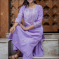 Gharana India Mul Cotton Lilac Chikankari Kurta Set - 2Pc | Swadesiicart
