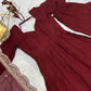 Lorenvalley Fashion Maroon Pure Roman Silk Chanderi Fabric Fully Flared Anarkali Pant With Dupatta Set - Maroon - Swadesiicart