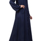 Bashariya Simple Front Open Abaya In Rayon Fabric With Pockets - NavyBlue