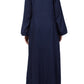 Bashariya Simple Front Open Abaya In Rayon Fabric With Pockets - NavyBlue
