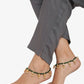 Women's Green Gold-Polished Anklets Set Of 2 - Ruby Raang | Swadesiicart