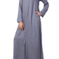 Bashariya Simple Front Open Abaya In Rayon Fabric With Pockets - Grey