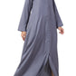 Bashariya Simple Front Open Abaya In Rayon Fabric With Pockets - Grey