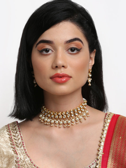 Kundan Choker With Earrings - Ruby Raang | Swadesiicart