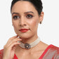 Silver-Plated Kundan Pearl Choker With Studs - Ruby Raang | Swadesiicart