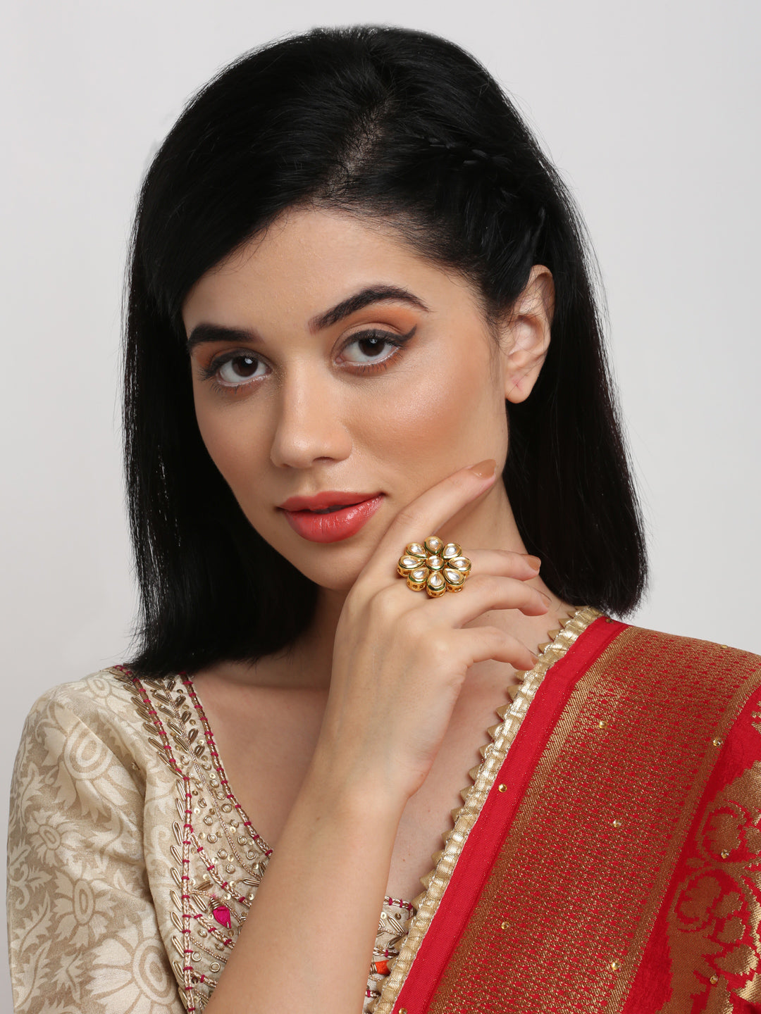 Kundan Ring - Ruby Raang | Swadesiicart