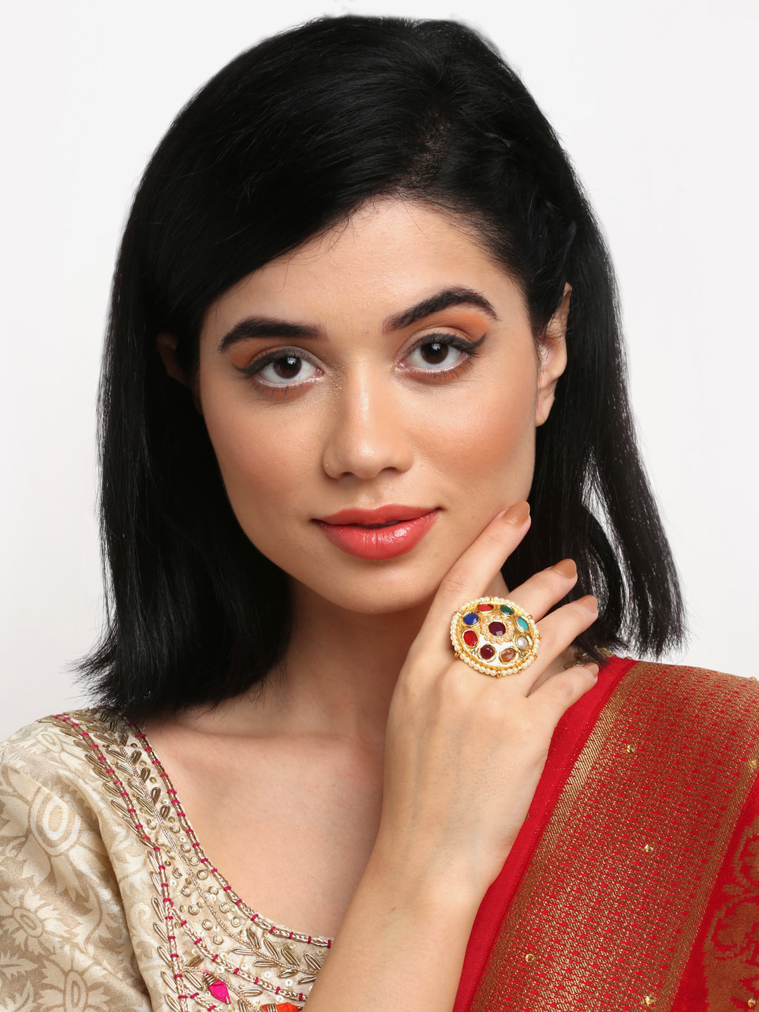 Kundan Ring - Ruby Raang | Swadesiicart