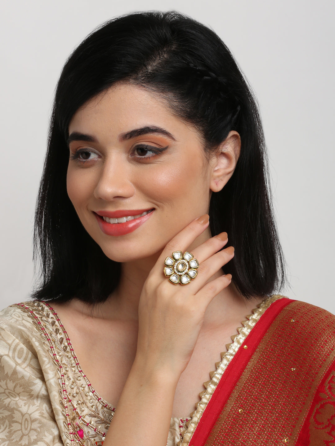 Kundan Ring - Ruby Raang | Swadesiicart