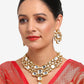 Gold-Toned Kundan Necklace With Earrings - Ruby Raang - Ruby Raang Studio