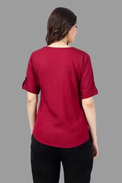 House of RP Women Maroon Rayon Solid Casual Tunic | Swadesiicart