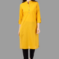 House of RP Women's Yellow Solid Cotton Straight Kurta | Swadesiicart