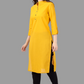 House of RP Women's Yellow Solid Cotton Straight Kurta | Swadesiicart