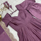 Lorenvalley Fashion Mauve Pure Roman Silk Chanderi Fabric Fully Flared Anarkali Pant With Dupatta Set - Mauve | Swadesiicart