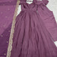 Lorenvalley Fashion Mauve Pure Roman Silk Chanderi Fabric Fully Flared Anarkali Pant With Dupatta Set - Mauve | Swadesiicart