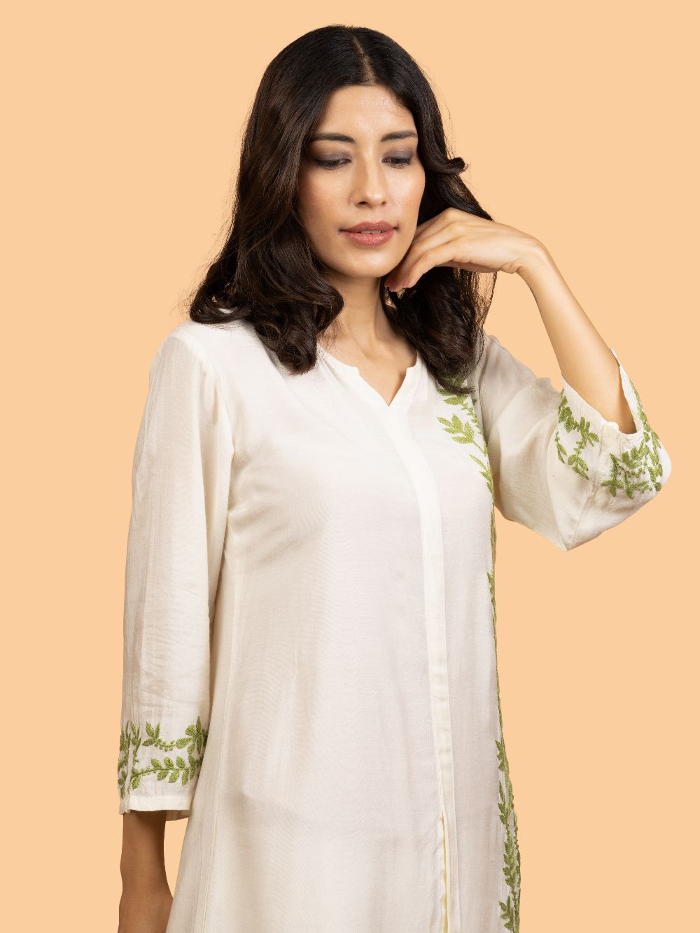 Gharana India Pure Muslin Short Chikankari Kurta | Swadesiicart