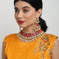 Long Kundan Neckpiece With Earrings - Ruby Raang - Ruby Raang Studio