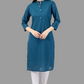 House of RP Women's Light Blue Solid Cotton Straight Kurta | Swadesiicart